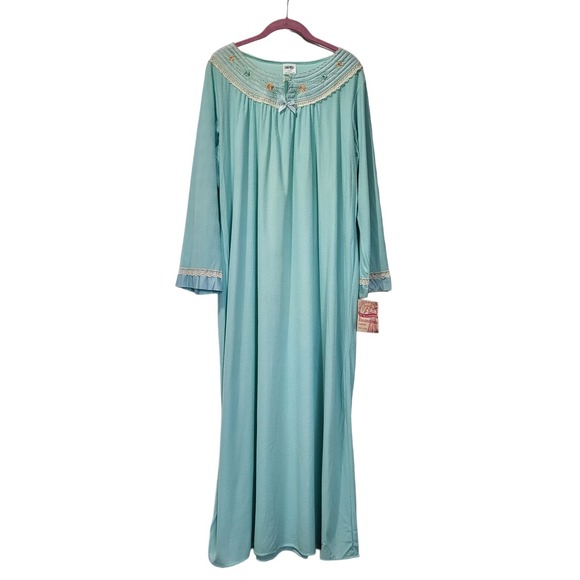 Dream Wear Other - Vintage Dream Wear Nightgown Lingerie Modest Large Aqua Blue 70s USA W Tag
